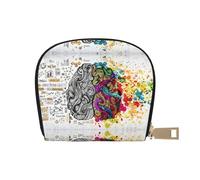 JEJEA Portefeuille pour cartes de crédit avec fermeture éclair - Motif cerveau gauche et droit, blanc, Taille unique