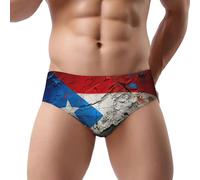 JEJEA Porto Rico Papier Peint Imprimé Drapeau Slip Homme Sous-vêtements Slip Inclusive Taille S à 3XL, Slip anti-humidité Taille moyenne Évacuation de l'humidité, Noir , M