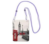 JEJEA Red Phone Booth London Street Print Sac à bandoulière pour homme et femme avec sangle réglable, pour voyage, shopping, violet, Taille unique