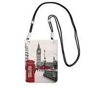 JEJEA Red Phone Booth London Street Print Sac à bandoulière pour homme et femme avec sangle réglable, pour voyage, shopping, Noir , Taille unique