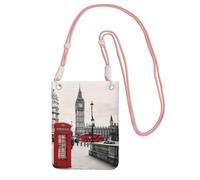 JEJEA Red Phone Booth London Street Print Sac à bandoulière pour homme et femme avec sangle réglable, pour voyage, shopping, rose, Taille unique