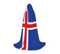 JEJEA Robe de magicien à capuche avec drapeau de l'Islande pour Halloween, cosplay, fête de Noël, cape d'Halloween, Renaissance médiévale