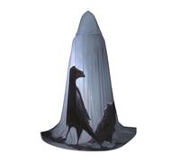 JEJEA Robe de magicien à capuche avec imprimé corbeaux pour Halloween, cosplay, fête de Noël, cape médiévale de la Renaissance