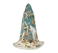 JEJEA Robe de magicien à capuche avec imprimé étoile de mer, coquillages, plage, Halloween, cosplay, fête de Noël, cape médiévale de la Renaissance