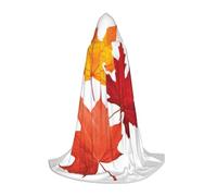 JEJEA Robe de magicien à capuche avec imprimé feuilles d'automne pour Halloween, cosplay, fête de Noël, cape médiévale de la Renaissance