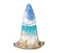 JEJEA Robe de magicien à capuche avec imprimé plage océan, Halloween, cosplay, fête de Noël, cape médiévale de la Renaissance