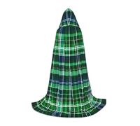 JEJEA Robe de magicien à capuche avec imprimé tartan écossais bleu et vert pour Halloween, cosplay, fête de Noël, cape d'Halloween médiévale Renaissance