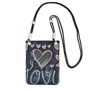 JEJEA Sac à bandoulière avec inscription « I Love You Words with Hearts » - Pour homme et femme - Sangle réglable - Pour voyage, shopping, Noir , Taille unique