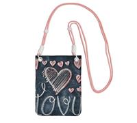 JEJEA Sac à bandoulière avec inscription « I Love You Words with Hearts » - Pour homme et femme - Sangle réglable - Pour voyage, shopping, rose, Taille unique