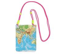 JEJEA Sac à bandoulière imprimé carte du monde pour homme et femme, sac à bandoulière réglable, pour voyage, shopping, Fuchsia, Taille unique