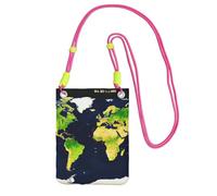 JEJEA Sac à bandoulière imprimé carte du monde pour homme et femme, sac à bandoulière réglable, pour voyage, shopping, Fuchsia, Taille unique
