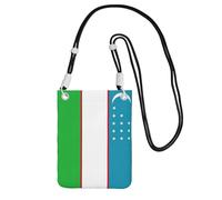 JEJEA Sac à bandoulière imprimé drapeau de la République d'Ouzbékistan pour homme et femme, sac à main à bandoulière réglable, pour voyage, shopping, Noir , Taille unique