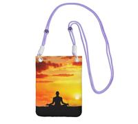 JEJEA Sac à bandoulière imprimé yoga méditation pour femme et homme, bandoulière réglable, pour voyage, shopping, violet, Taille unique