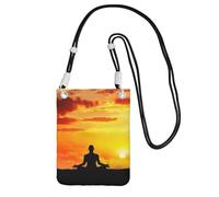 JEJEA Sac à bandoulière imprimé yoga méditation pour femme et homme, bandoulière réglable, pour voyage, shopping, Noir , Taille unique