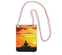 JEJEA Sac à bandoulière imprimé yoga méditation pour femme et homme, bandoulière réglable, pour voyage, shopping, rose, Taille unique