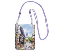 JEJEA Sac à bandoulière Paris Street Scene Tour Eiffel imprimé pour homme et femme, sangle réglable, pour voyage, shopping, violet, Taille unique
