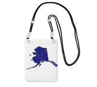 JEJEA Sac à bandoulière pour téléphone portable avec motif carte de l'État de l'Alaska pour homme et femme, sangle réglable, pour voyage, shopping, Noir , Taille unique
