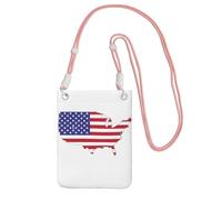 JEJEA Sac à bandoulière pour téléphone portable avec motif carte du drapeau des États-Unis pour homme et femme, sangle réglable, pour voyage, shopping, rose, Taille unique