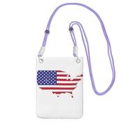 JEJEA Sac à bandoulière pour téléphone portable avec motif carte du drapeau des États-Unis pour homme et femme, sangle réglable, pour voyage, shopping, violet, Taille unique