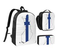 JEJEA Sac à dos 3 en 1 avec boîte à déjeuner et trousse à livres, sac à déjeuner, trousse à crayons 43,2 cm pour voyage, Noir , Taille unique