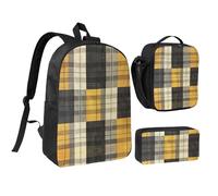 JEJEA Sac à dos 3 en 1 avec boîte à déjeuner et trousse à livres, sac à déjeuner, trousse à crayons de 43,2 cm pour voyage, Noir , Taille unique