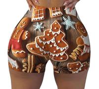 JEJEA Short de course 2 en 1 imprimé biscuits pain d'épice pour gym, yoga, entraînement, short athlétique, short taille haute pour femme, Noir , L