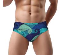 JEJEA Sous-vêtement pour homme imprimé vague océan Taille S à 3XL, taille mi-haute évacuant l'humidité, Noir , XL