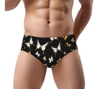 JEJEA Sous-vêtements pour homme avec imprimé papillons blancs dorés et noirs, taille S à 3XL, taille moyenne évacuant l'humidité, Noir , L