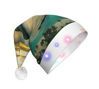 JEJEA Sunrise Over Hanauma Bay Oahu Hawaï Chapeau de Père Noël pour adulte LED Chapeau de Noël avec lumières pour femmes et hommes Nouvel An Fournitures de fête