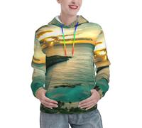 JEJEA Sunrise Over Hanauma Bay Oahu Hawaï Sweat à capuche graphique tendance avec poche kangourou Cadeau d'automne pour femme, Noir , XL