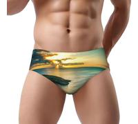 JEJEA Sunrise Over Hanauma Bay Oahu Hawaii Print Sous-vêtements pour homme Taille S à 3XL Culotte anti-humidité Taille M, Noir , S