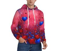 JEJEA Sweat à capuche abstrait imprimé cœur pour homme, cordon de serrage, pull à manches longues, pour un usage quotidien, Noir , 4XL