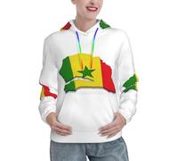 JEJEA Sweat à capuche avec imprimé carte du drapeau du Sénégal - Sweat à capuche avec poche kangourou - Cadeau d'automne pour femme, Noir , L
