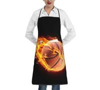 JEJEA Tablier de cuisine imprimé Basketball on Fire - Résistant à l'eau et à l'huile - Tablier de chef de cuisine pour homme et femme