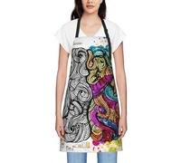 JEJEA Tablier de cuisine imprimé cerveau gauche et droit - Résistant aux gouttes d'eau - Avec sangle de cou réglable - Pour femme