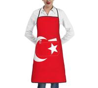 JEJEA Tablier de cuisine imprimé drapeau de la Turquie - Résistant à l'eau et à l'huile - Tablier de chef de cuisine pour homme et femme