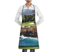 JEJEA Tablier de cuisine imprimé parcours de golf hawaïen, résistant à l'eau et à l'huile, tablier de chef de cuisine pour homme et femme