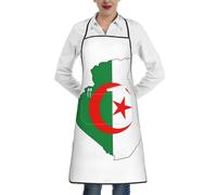 JEJEA Tablier de cuisine résistant à l'eau et à l'huile, motif carte du drapeau de l'Algérie pour homme et femme
