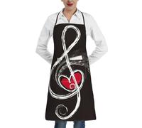 JEJEA Tablier de cuisine résistant à l'eau et à l'huile - Motif symboles de musique - Pour homme et femme