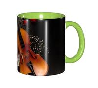 JEJEA Tasse en céramique avec imprimé partition de violon 325 ml, tasses à café élégantes avec coffret cadeau pour femme, 6 couleurs