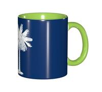 JEJEA Tasse en poterie avec motif drapeau de la Caroline du Sud - 325 ml - Tasses à café élégantes en céramique - Avec coffret cadeau - Pour femme - 6 couleurs