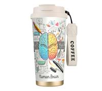 JEJEA Tasses isothermes en acier inoxydable à double paroi, motif cerveau humain, tasse de voyage pour la maison et le bureau