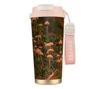 JEJEA Tasses isothermes en acier inoxydable à double paroi, motif champignons sauvages, tasse à café de voyage pour la maison et le bureau