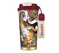 JEJEA Tasses isothermes en acier inoxydable à double paroi, motif dragon et tigre, tasse à café de voyage pour la maison et le bureau