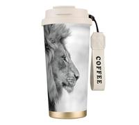 JEJEA Tasses isothermes en acier inoxydable à double paroi, motif lion sauvage, tasse à café de voyage pour la maison et le bureau