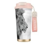 JEJEA Tasses isothermes en acier inoxydable à double paroi, motif lion sauvage, tasse à café de voyage pour la maison et le bureau