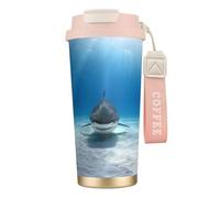 JEJEA Tasses isothermes en acier inoxydable à double paroi, motif requin tigre, tasse à café de voyage pour la maison et le bureau