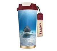 JEJEA Tasses isothermes en acier inoxydable à double paroi, motif requin tigre, tasse à café de voyage pour la maison et le bureau