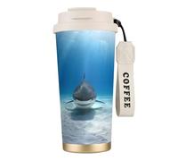 JEJEA Tasses isothermes en acier inoxydable à double paroi, motif requin tigre, tasse à café de voyage pour la maison et le bureau
