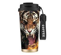 JEJEA Tasses isothermes en acier inoxydable à double paroi, motif tigre rugissant, tasse à café de voyage pour la maison et le bureau